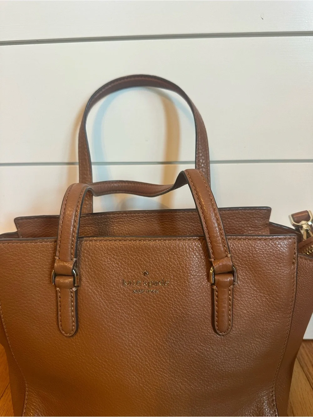 kate spade Brown Pebbled Leather Crossbody Satchel